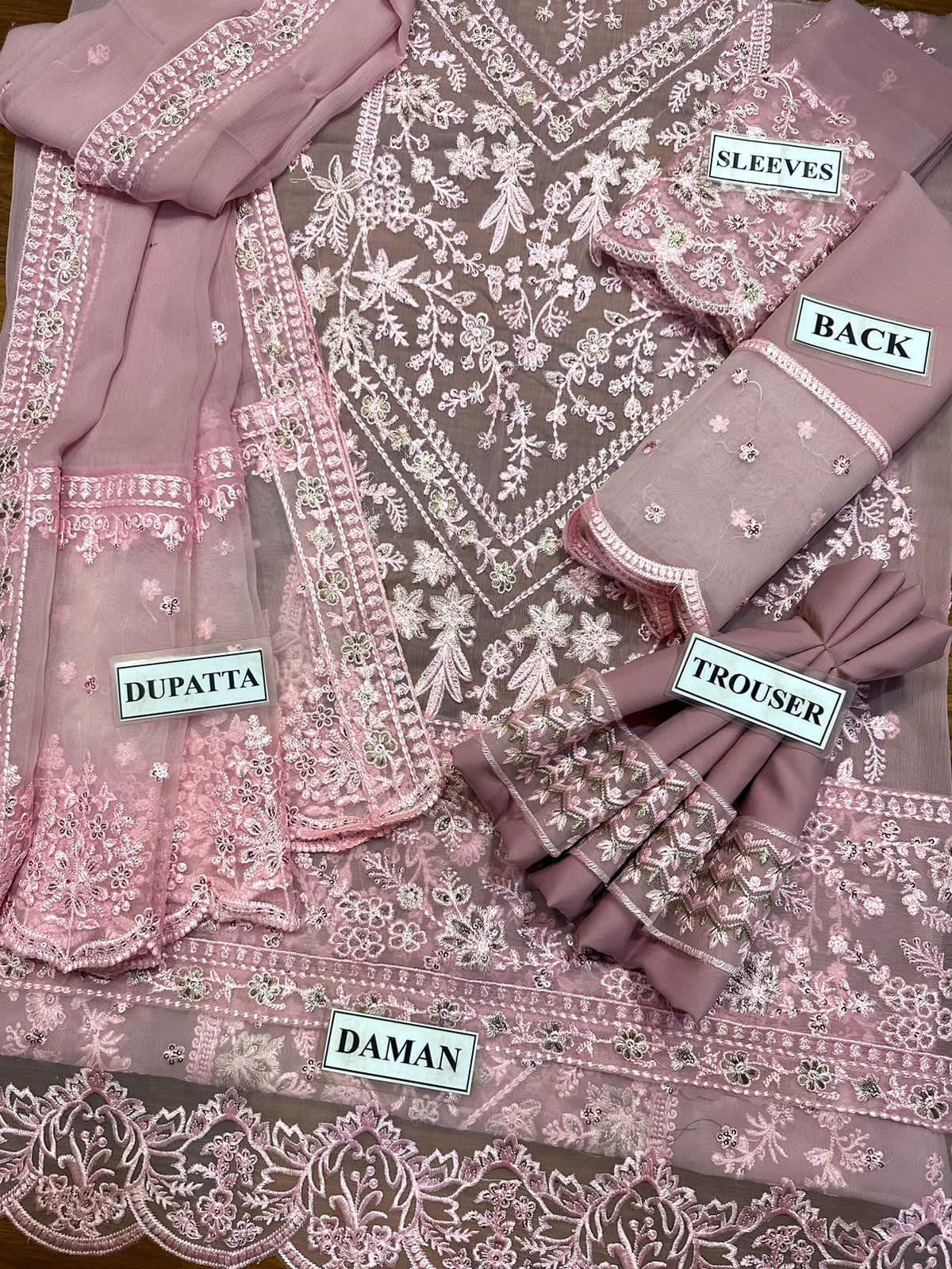 Azure chiffon embroidered luxury unstiched 3pc