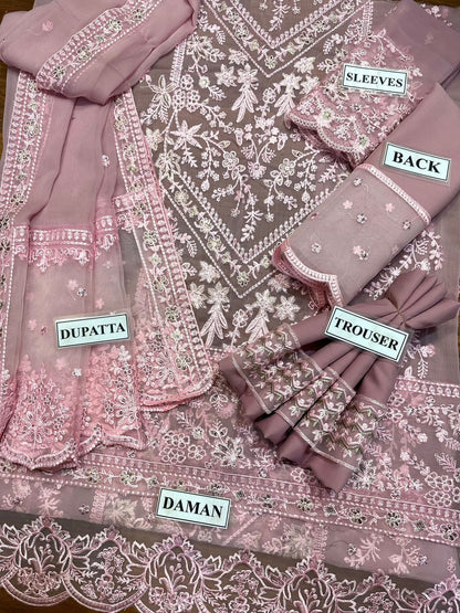 Azure chiffon embroidered luxury unstiched 3pc