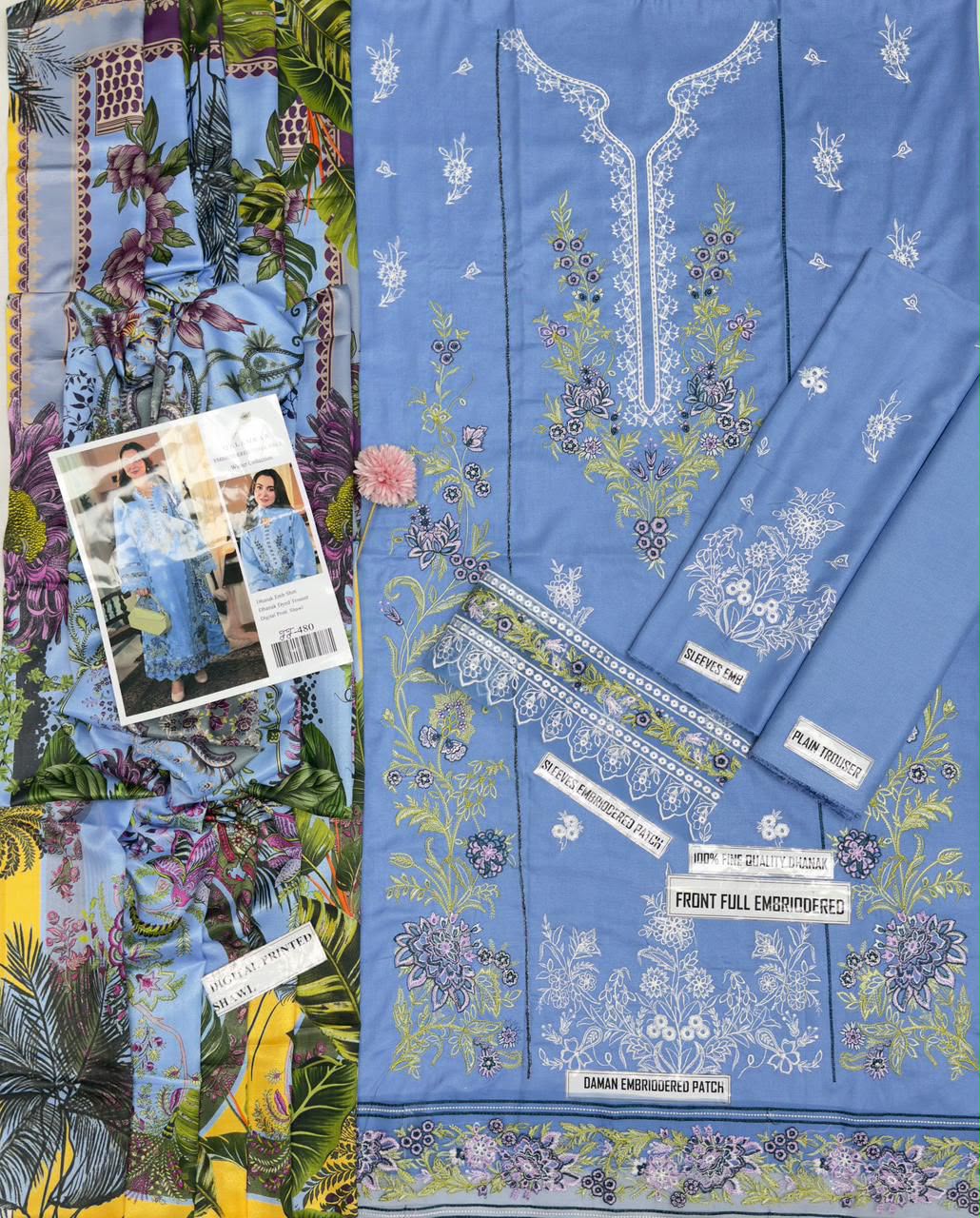 QALAMKAR LUXURY DHANAK COLLECTION 3PC HIT CODE 480
