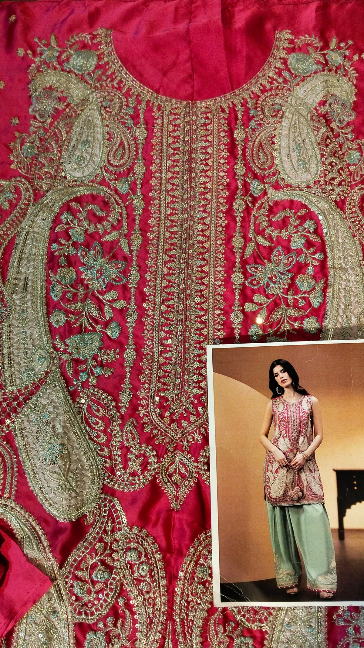 Ethnic Embroided Silk 2pc Hit Code with Farshi Shalwar