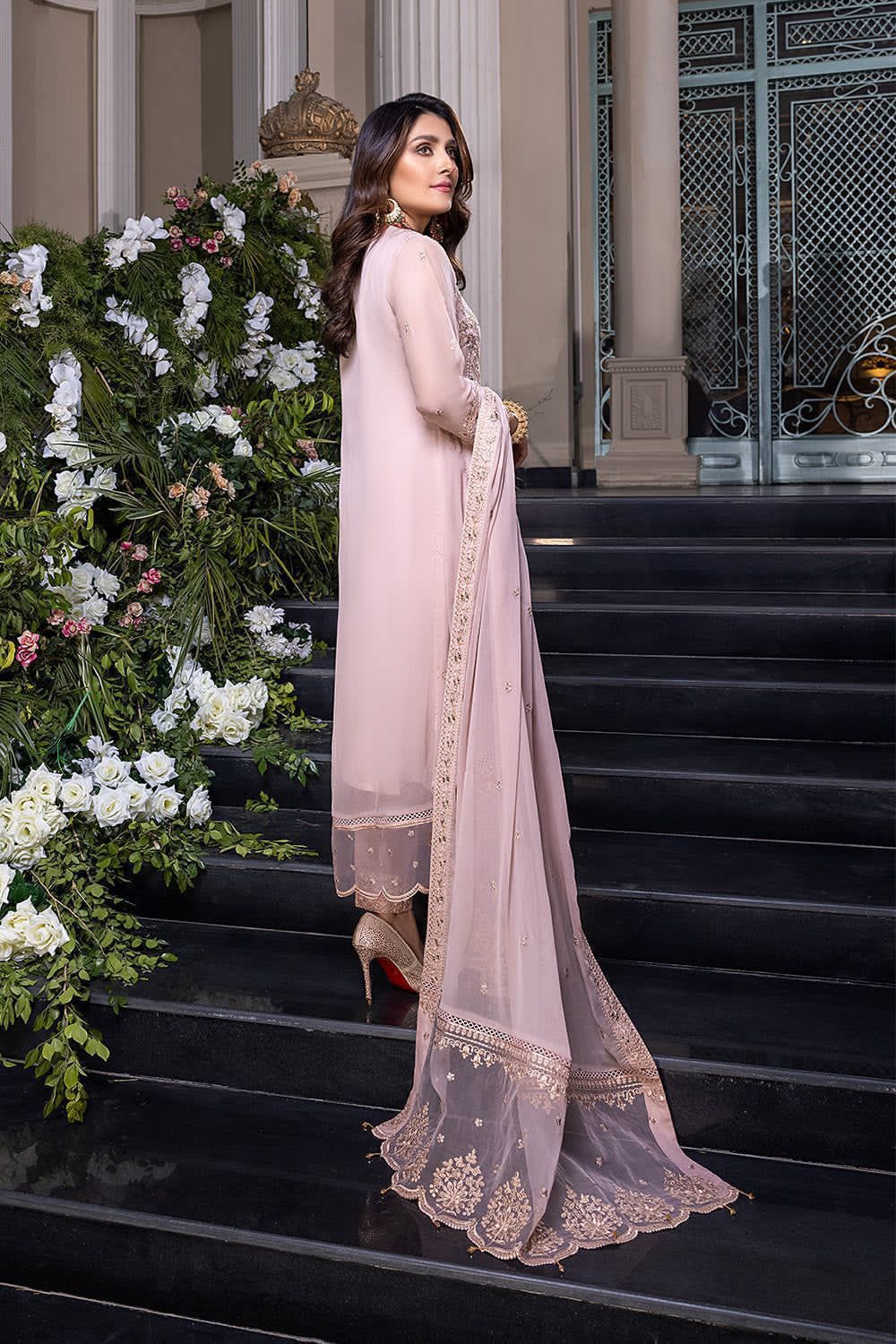Azure chiffon embroidered luxury unstiched 3pc