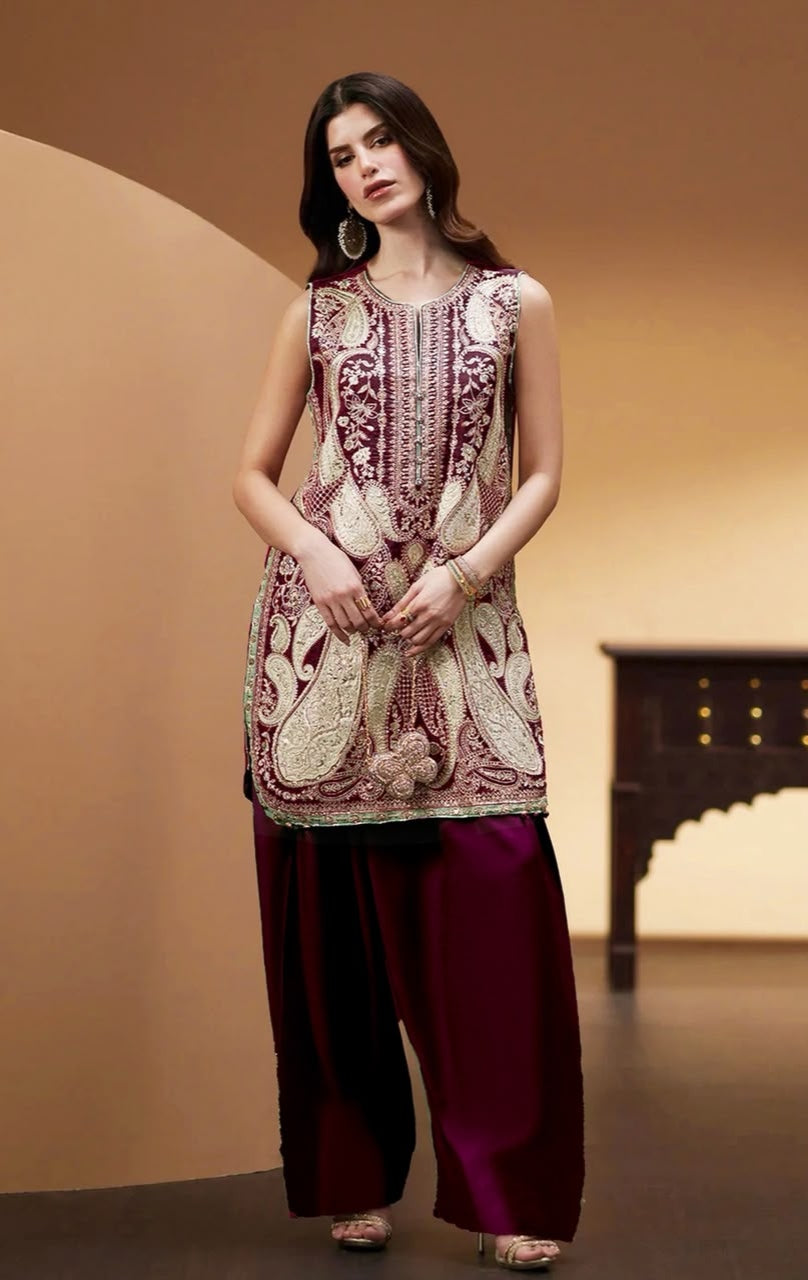 Ethnic Micro Velvet Embroided Hit code 2pc E1211