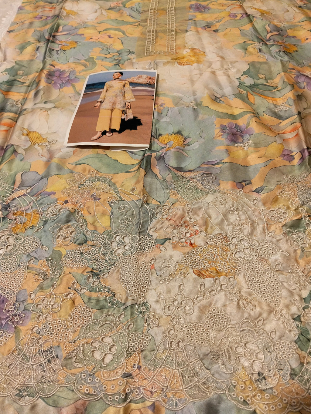 Barooque silk Embroided Hit code 3pc dress uf4121