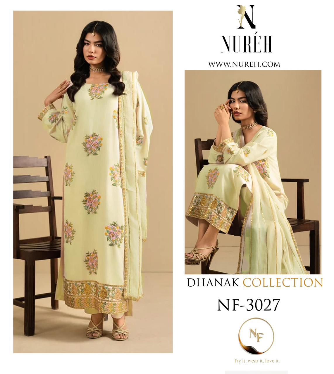 NUREH LUXURY DHANAK COLLECTION 3PC HIT CODE