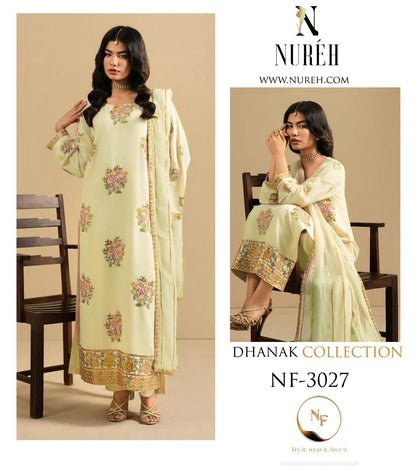 NUREH LUXURY DHANAK COLLECTION 3PC HIT CODE