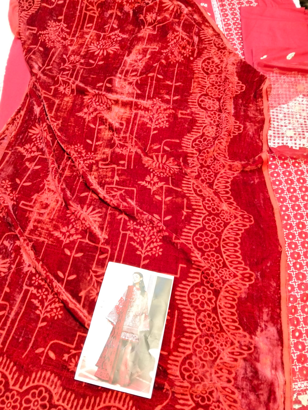 Republic Embroided Dhanak Vs Plachi Shwal 3Pc Hit Code D-05 B Nyra