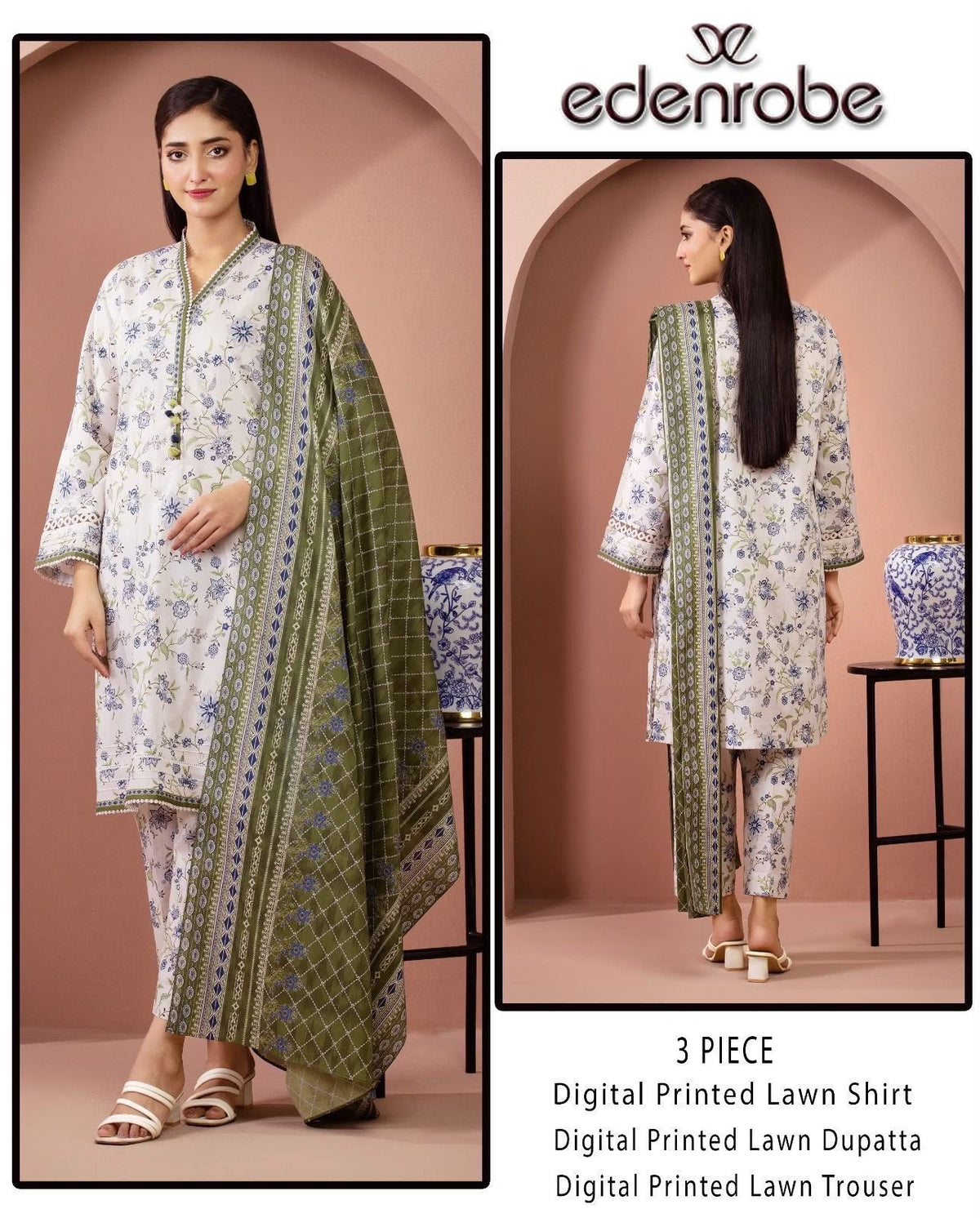 *Khaddi+Eden Robe Lawn 3pc collection