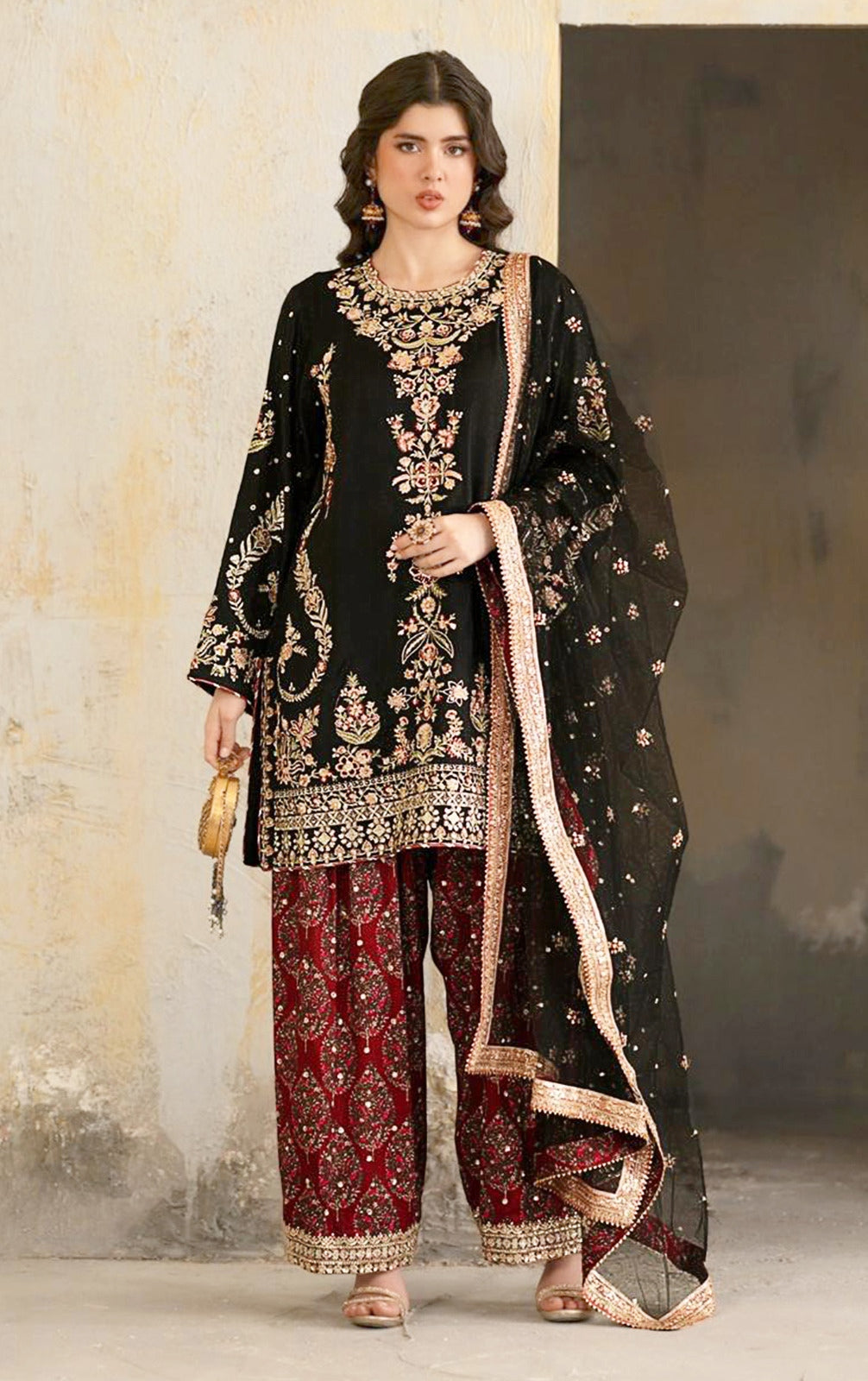 Ethnic viscose Embroided 3pc Hit code E-1062