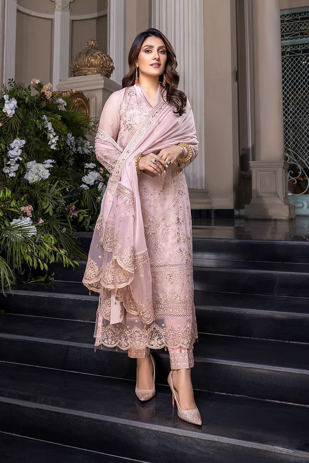 Azure chiffon embroidered luxury unstiched 3pc