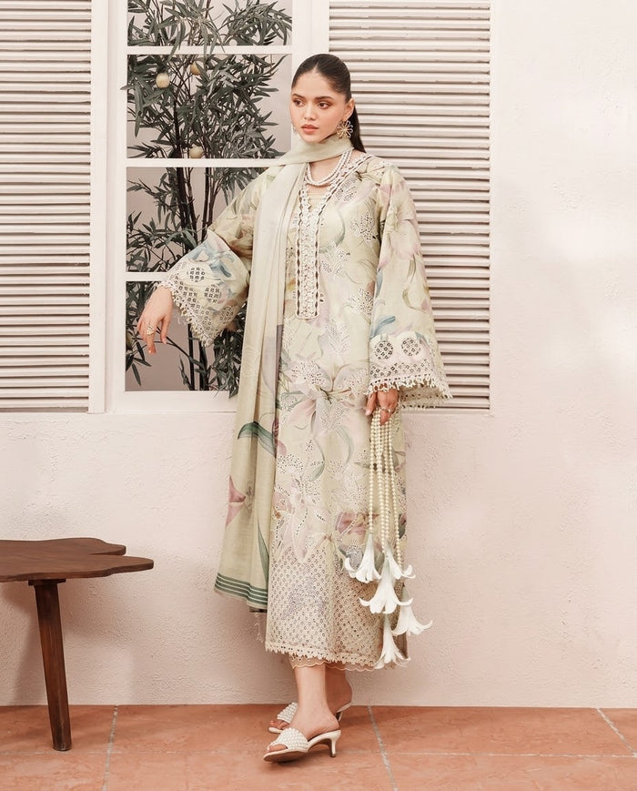 Barooque Embroided Silk print 3pc Hit Code 4410